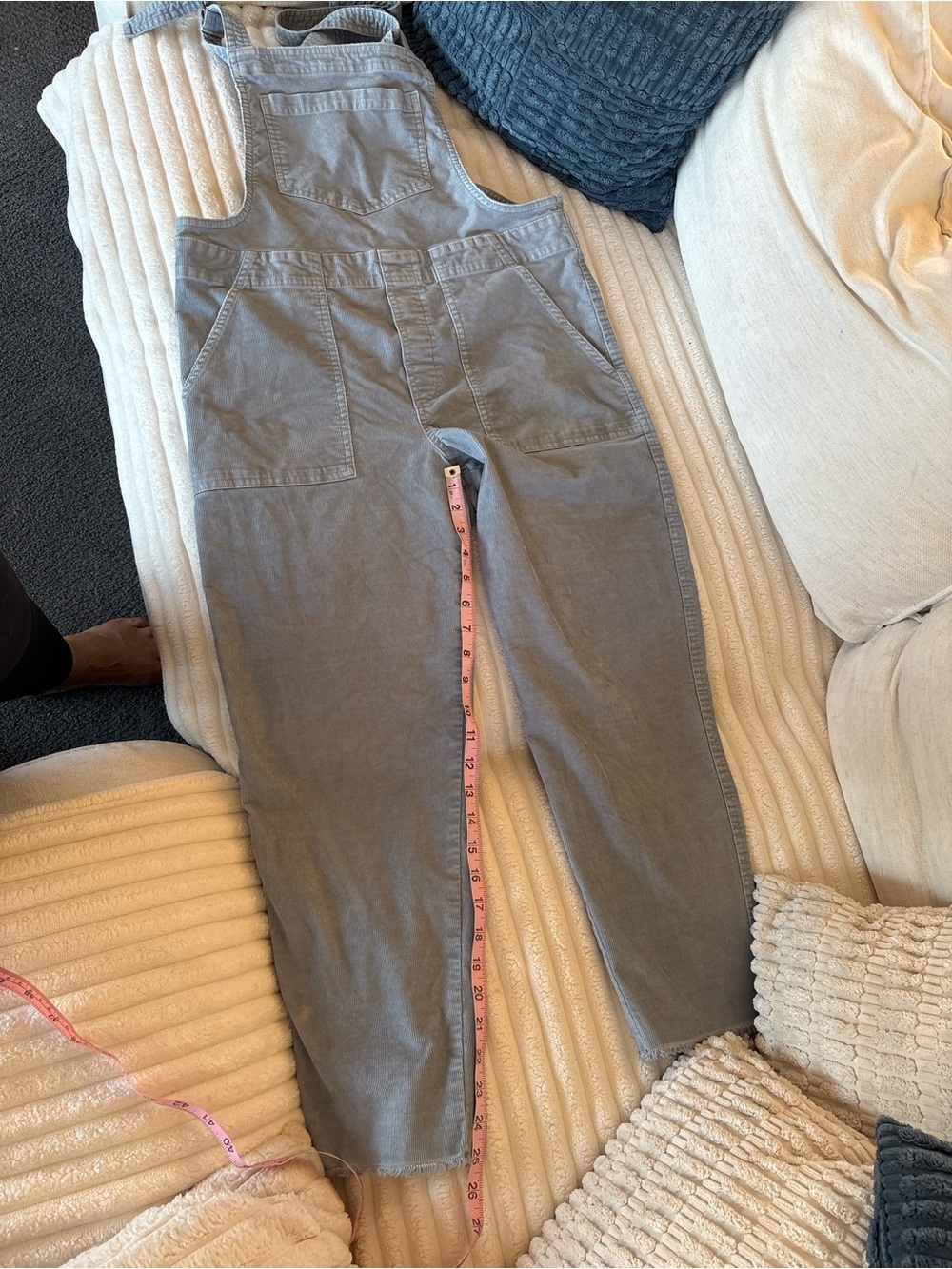 aerie Men's Gray Corduroy Overalls